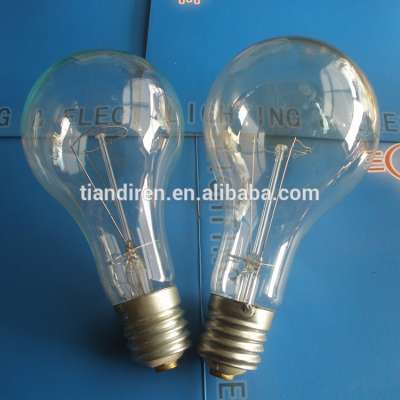 A100/A110 500W E27/E40 clear glass traditional incandescent light bulb with insulating plate