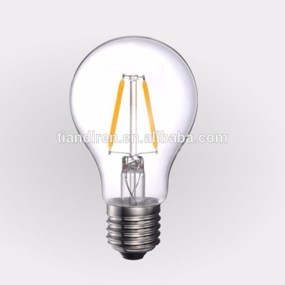 A60 2W LED globle clear glass filament light bulb E27 220V